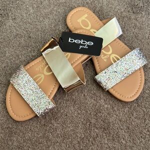 Bebe Girls Silver and Glitter Sandals